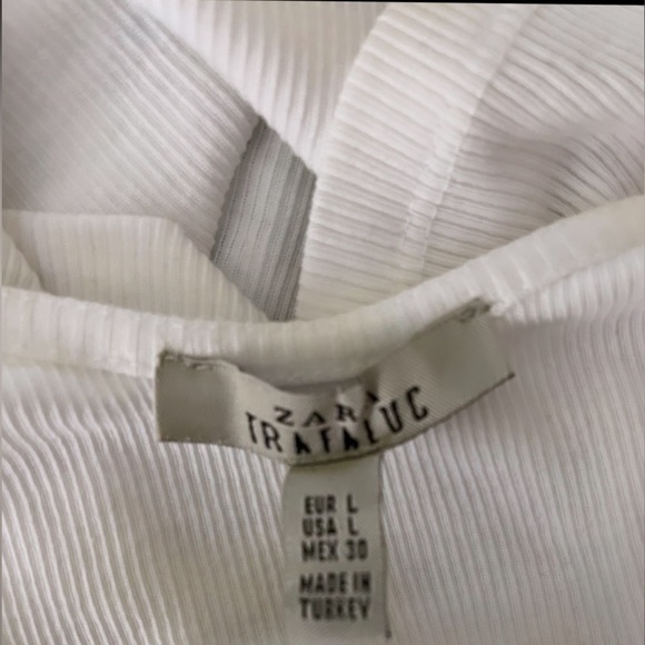 Zara Ribbed White Crop Scoop Back Top Size L - Picture 3 of 3